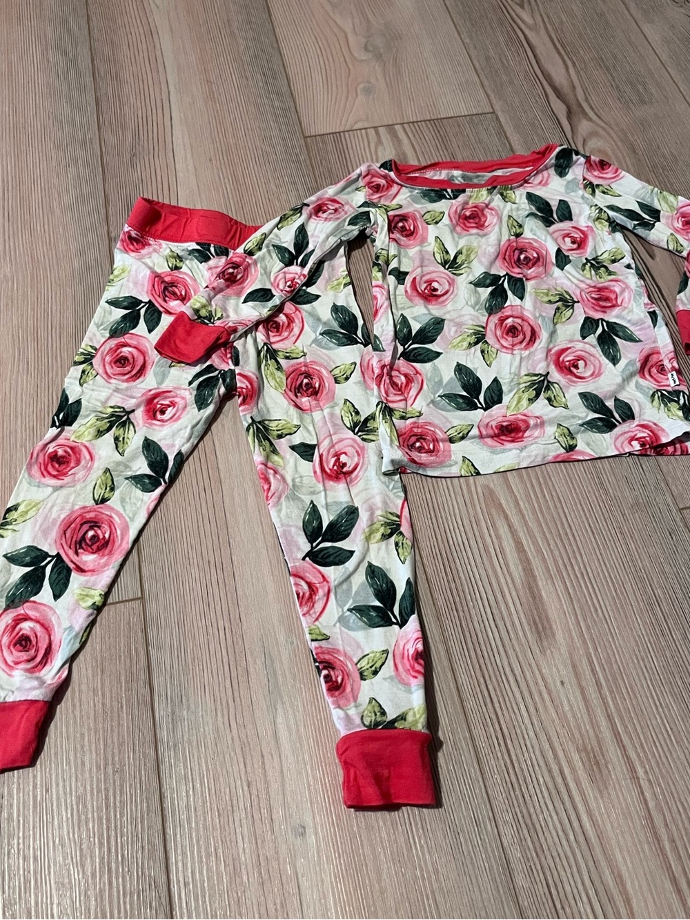 Little Sleepies Red-Pink Rose Floral Pajama Set